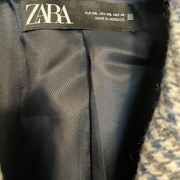 Zara Blazer Coat Buttoned Multicolored Houndstooth NWOT - Picture 10 of 11